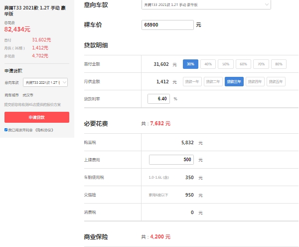 奔騰t33新款最新款多少錢，在售的2021款t33報價8萬