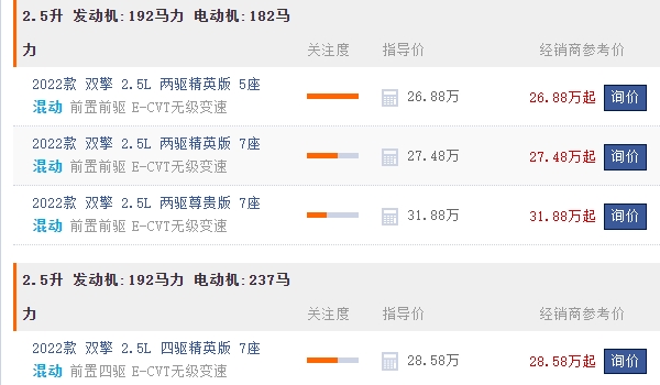 漢蘭達(dá)2022款漢蘭達(dá)報(bào)價(jià)及圖片 漢蘭達(dá)2022款新車售價(jià)26.88萬