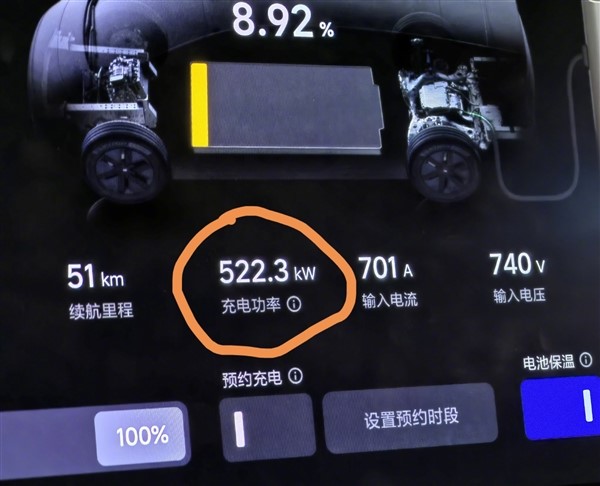 博主實測理想MEGA充電功率跑到522kW 11分鐘充電75%直呼太爽了