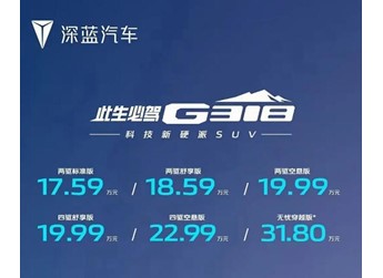 深藍(lán)G318正式上市，售價(jià)17.59-31.80萬(wàn)元 封面圖