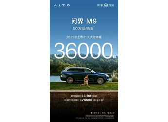 問界M9 2025款21天大定3.6萬單，成為50 萬級智能豪華新標(biāo)桿