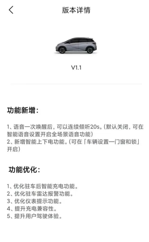 比亞迪海豚開啟新一輪OTA升級 增加智能上下電等功能