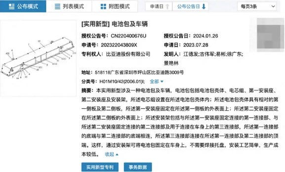 比亞迪“電池包及車(chē)輛”專(zhuān)利獲授權(quán) 不需要焊接托盤(pán)